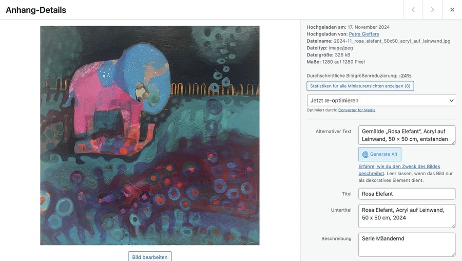 WordPress Bilder Metadaten in der Mediathek bearbeiten