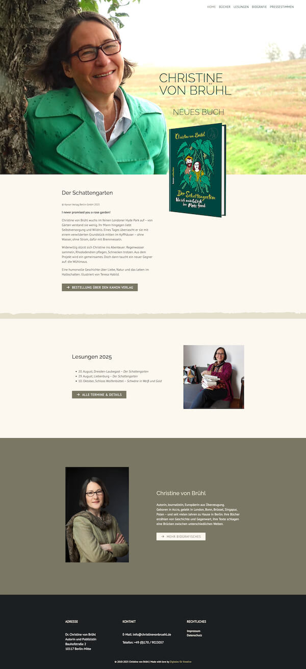 Bildschirmfoto der Homepage von christinevonbruehl.de