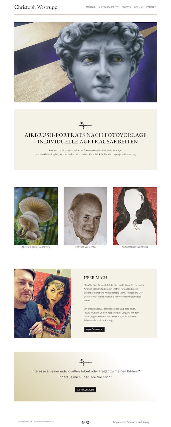 Bildschirmfoto der Homepage von christinevonbruehl.de